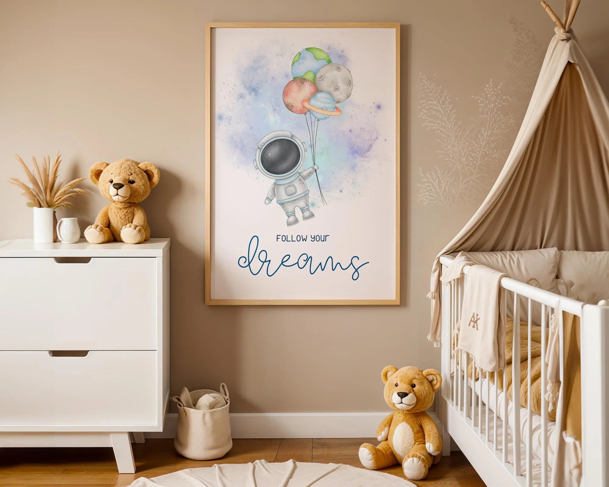 Playroom Ideas | Astronaut Nursery Print | Follow Dreams Space Wall Art wall art print, modern home decor, unframed artwork by Nomad & Nest
