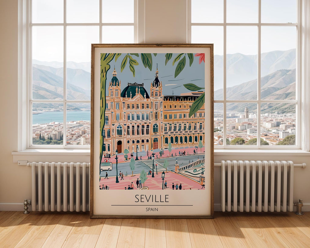Seville Spain Travel Poster | Sagrada Familia Architecture Print wall art print, modern home decor, unframed artwork by Nomad & Nest