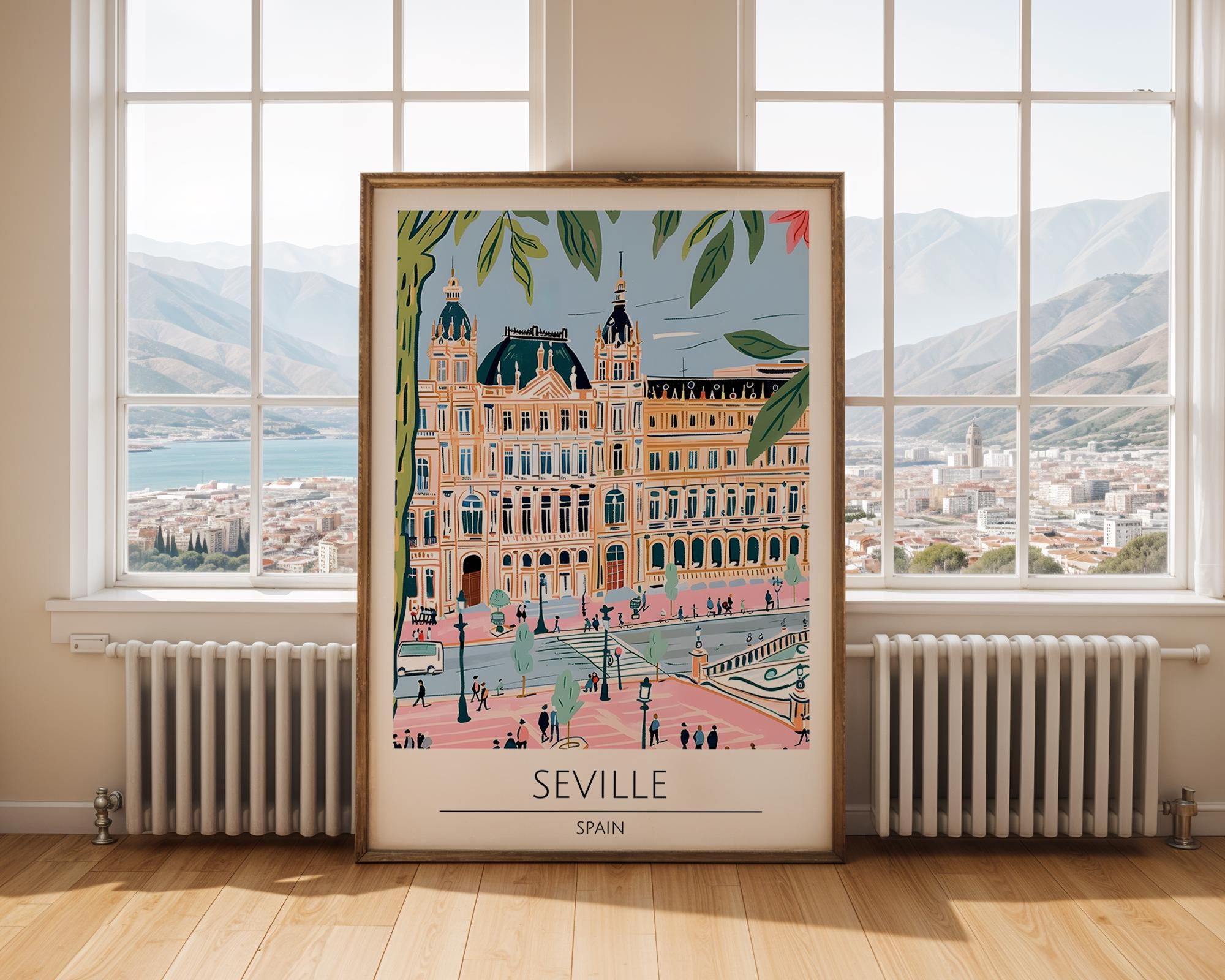 Seville Spain Travel Poster | Sagrada Familia Architecture Print wall art print, modern home decor, unframed artwork by Nomad & Nest