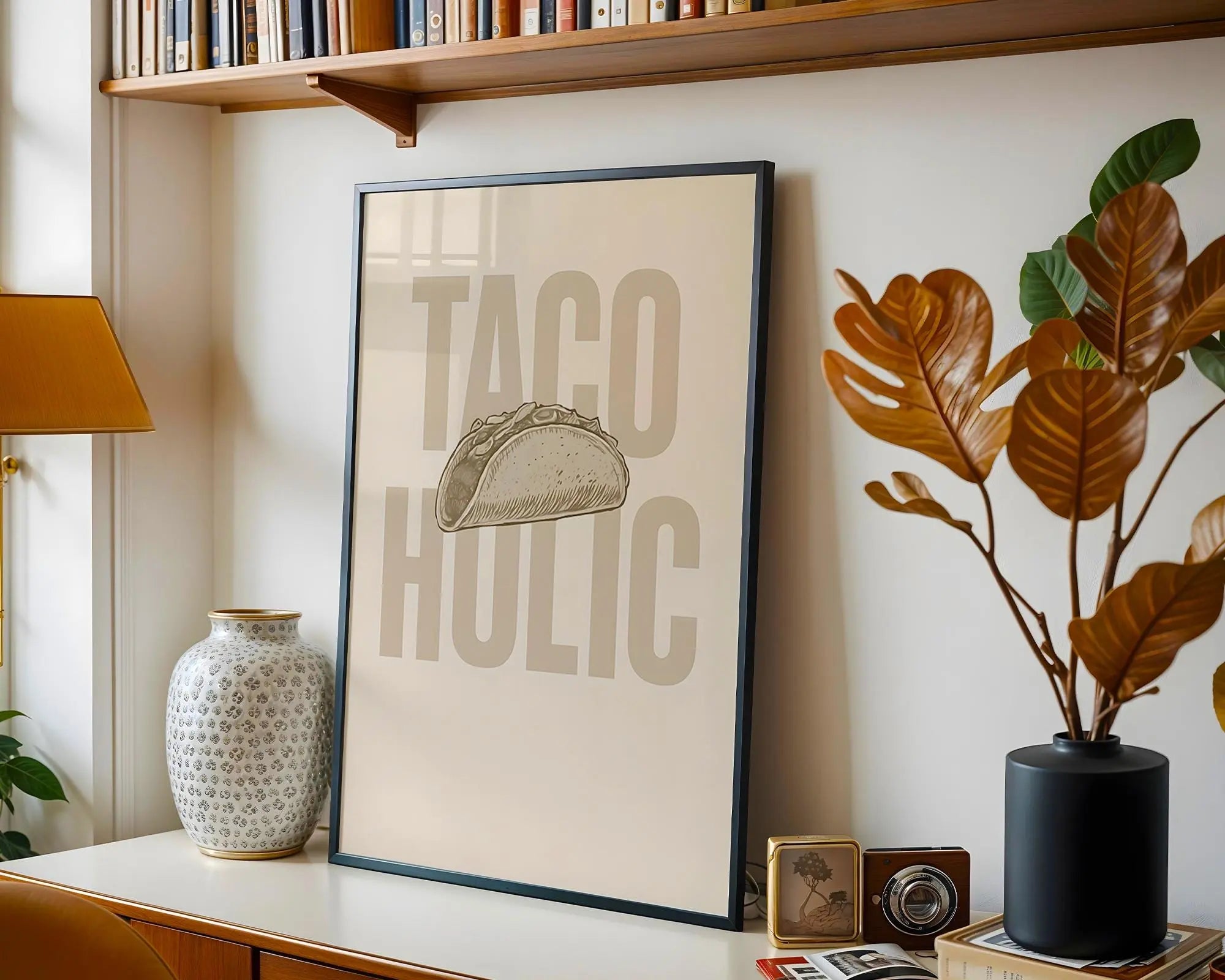 Positive Emotion | Taco Holic Wall Art | Funny Food Typography Poster | Modern Kitchen Decor wall art print, modern home decor, unframed artwork by Nomad & Nest