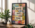 Positive Emotion | God‘s Got You Wall Art Print | Christian Encouragement Quote | Faith Based Floral Artwork wall art print, modern home decor, unframed artwork by Nomad & Nest