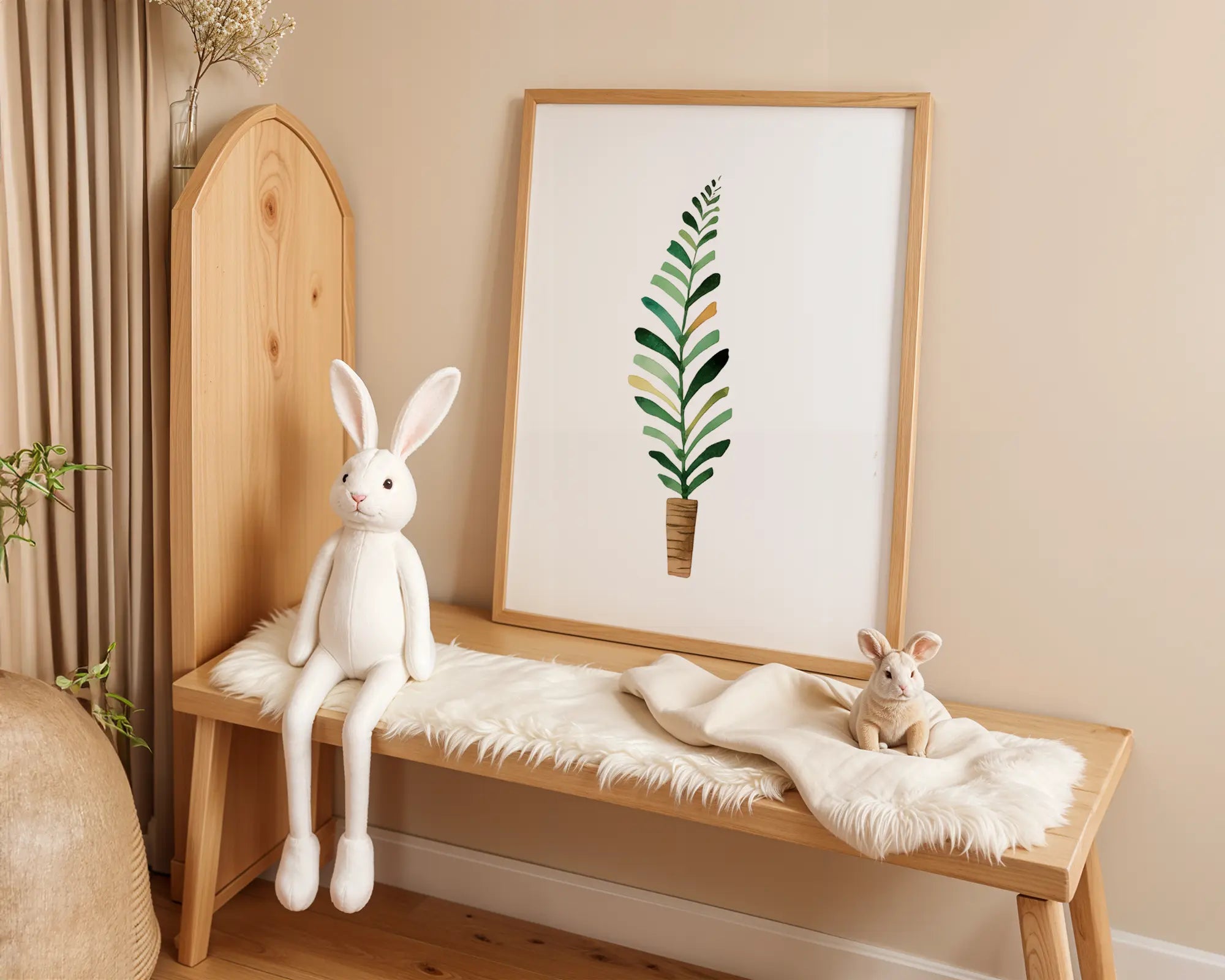 Playroom Ideas | Modern Leaf Stem Nursery Wall Art Botanical Baby Print wall art print, modern home decor, unframed artwork by Nomad & Nest