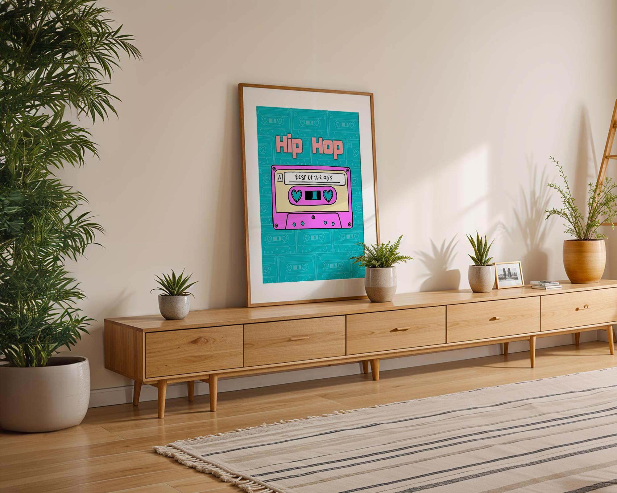 Modern Pop Art | 90s Hip Hop Cassette Tape Print | Retro Music wall art print, modern home decor, unframed artwork by Nomad & Nest
