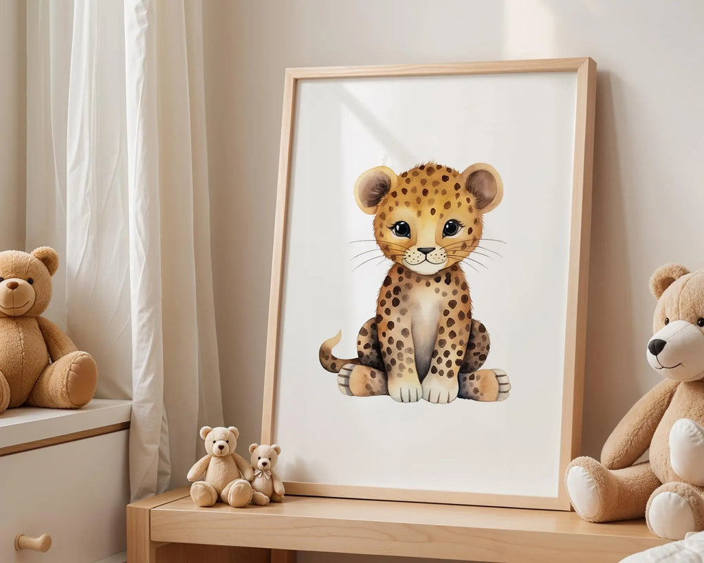 Playroom Ideas | Leopard Nursery Wall Art | Safari Animal Baby Print wall art print, modern home decor, unframed artwork by Nomad & Nest
