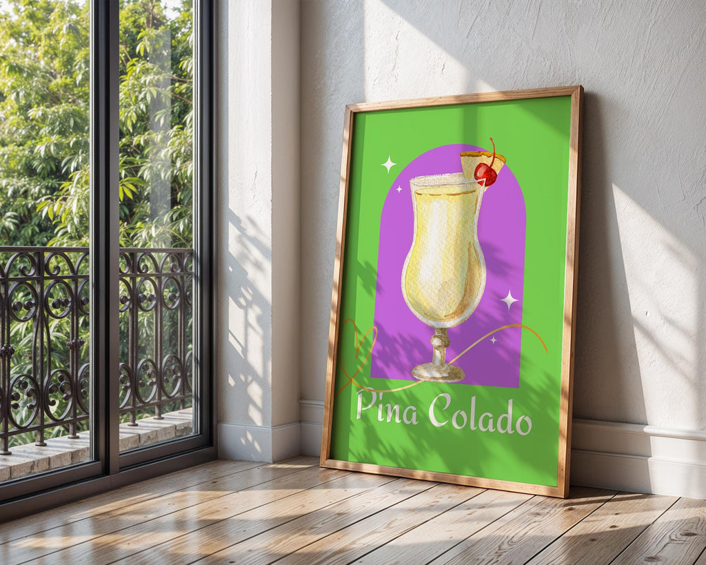 Pina Colada Cocktail Art Print | Colorful Tropical Bar Decor wall art print, modern home decor, unframed artwork by Nomad & Nest