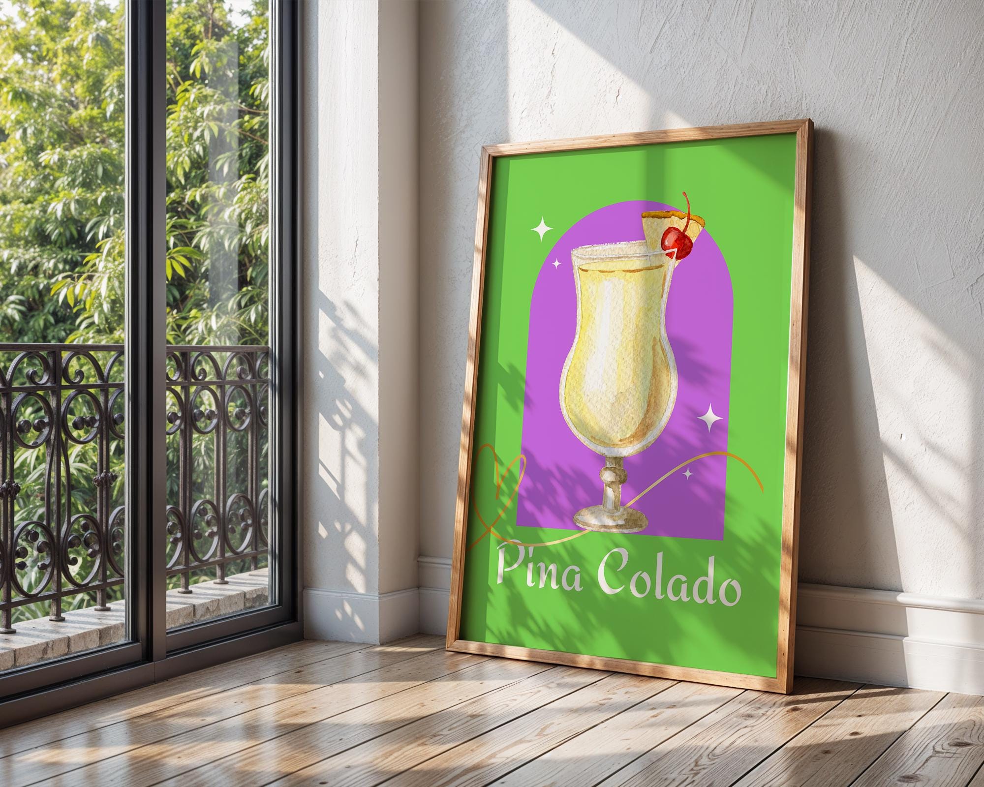 Pina Colada Cocktail Art Print | Colorful Tropical Bar Decor wall art print, modern home decor, unframed artwork by Nomad & Nest