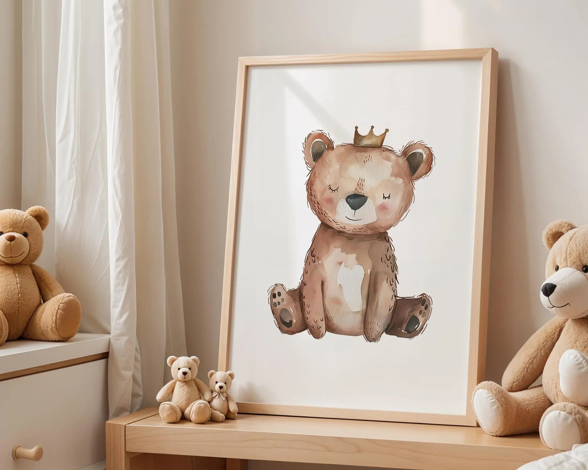 Playroom Ideas | Crowned Bear Nursery Wall Art | Woodland Animal Baby Print wall art print, modern home decor, unframed artwork by Nomad & Nest