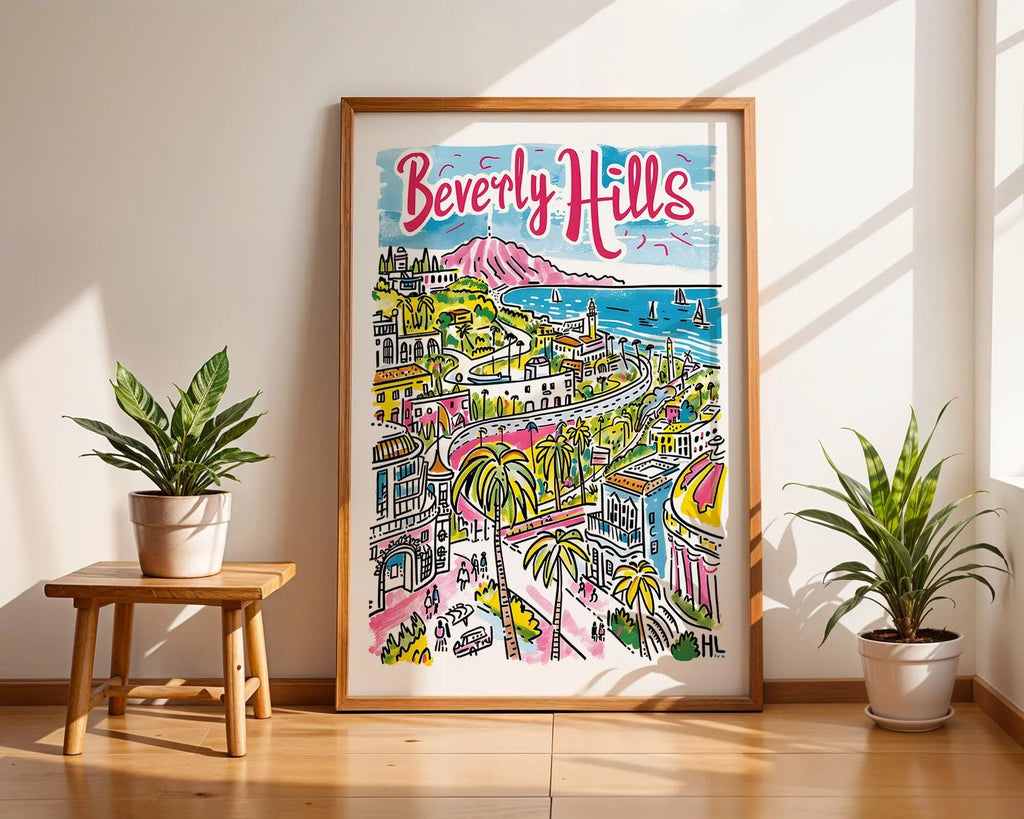 Beverly Hills Art Print | California Coastal Illustration wall art print, modern home decor, unframed artwork by Nomad & Nest