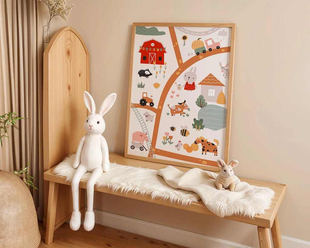 Playroom Ideas | Farm Animal Nursery Art Print | Playroom Countryside Decor wall art print, modern home decor, unframed artwork by Nomad & Nest