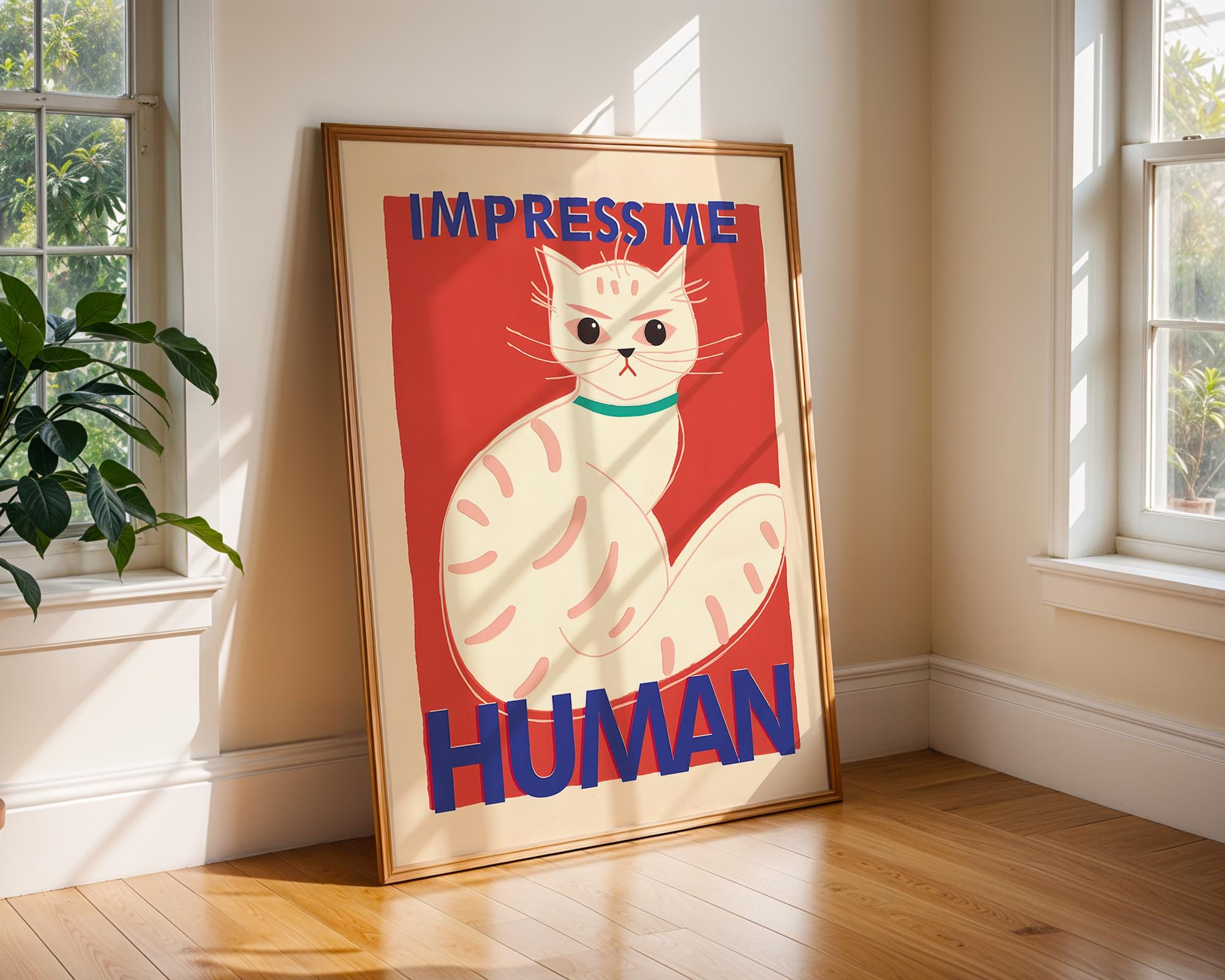 Funny Cat Quote Art Print | Retro Feline Illustration wall art print, modern home decor, unframed artwork by Nomad & Nest