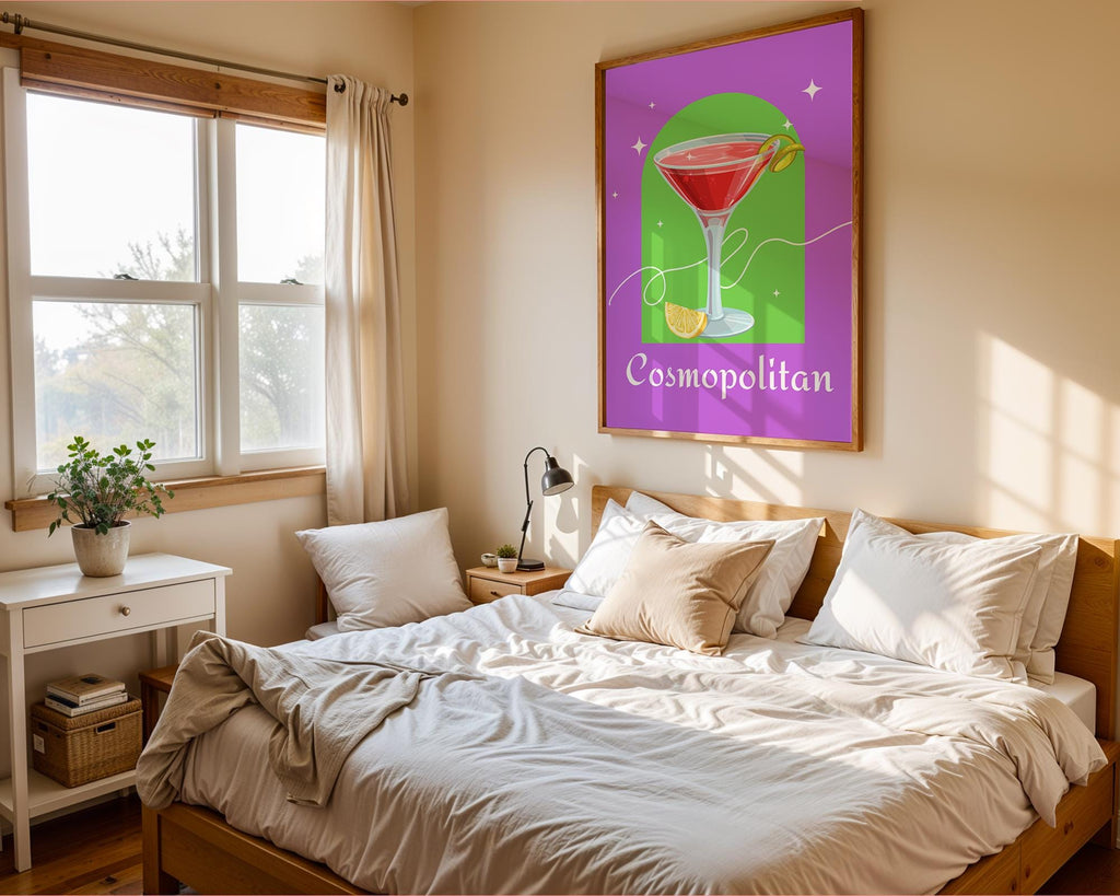 Cosmopolitan Cocktail Art Print | Modern Bar Cart Decor wall art print, modern home decor, unframed artwork by Nomad & Nest