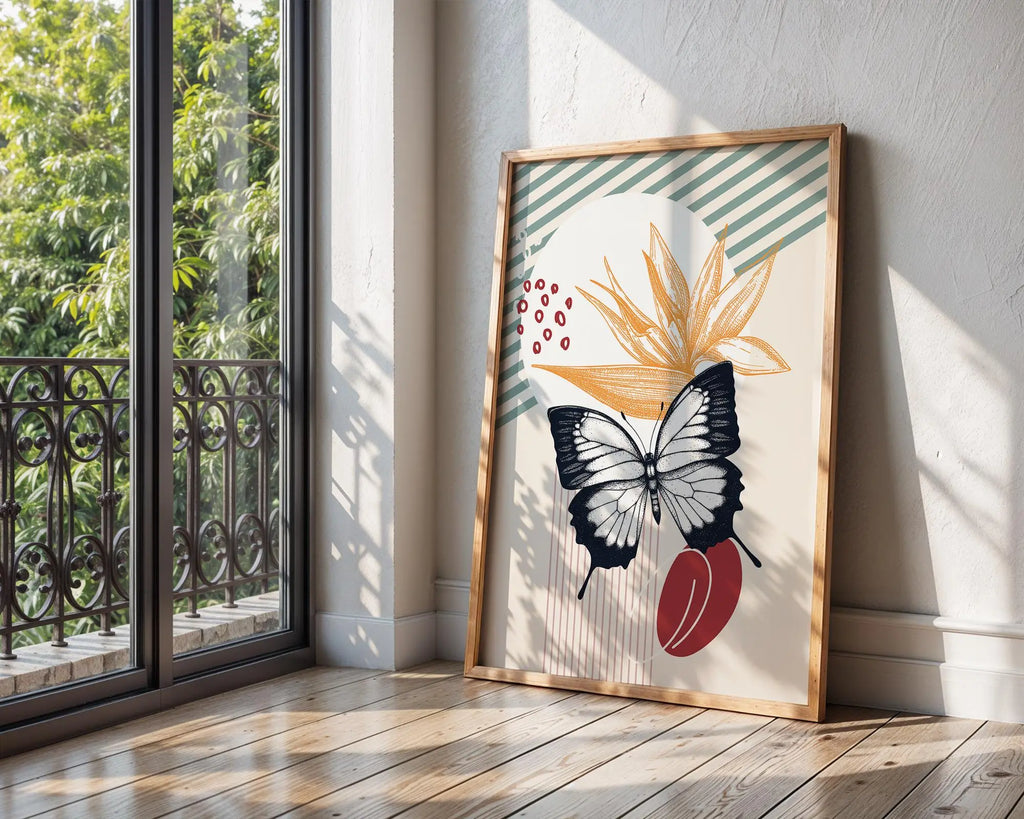 Butterfly Botanical Art Print | Vintage Tropical Insect Poster wall art print, modern home decor, unframed artwork by Nomad & Nest
