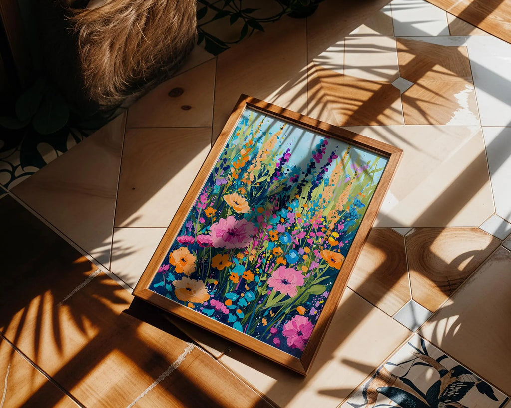 Modern Pop Art | Wildflower Meadow Print | Abstract Floral Painting, Boho Home Decor wall art print, modern home decor, unframed artwork by Nomad & Nest