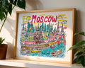 Moscow Russia Art Print | Colorful Cityscape Travel Poster wall art print, modern home decor, unframed artwork by Nomad & Nest