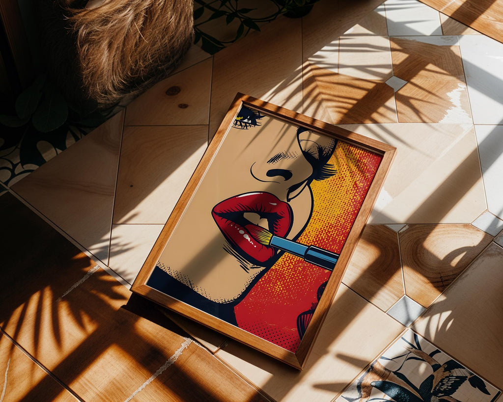 Modern Pop Art | Retro  Lipstick Print | Glam Red Lips, Feminine  Decor wall art print, modern home decor, unframed artwork by Nomad & Nest