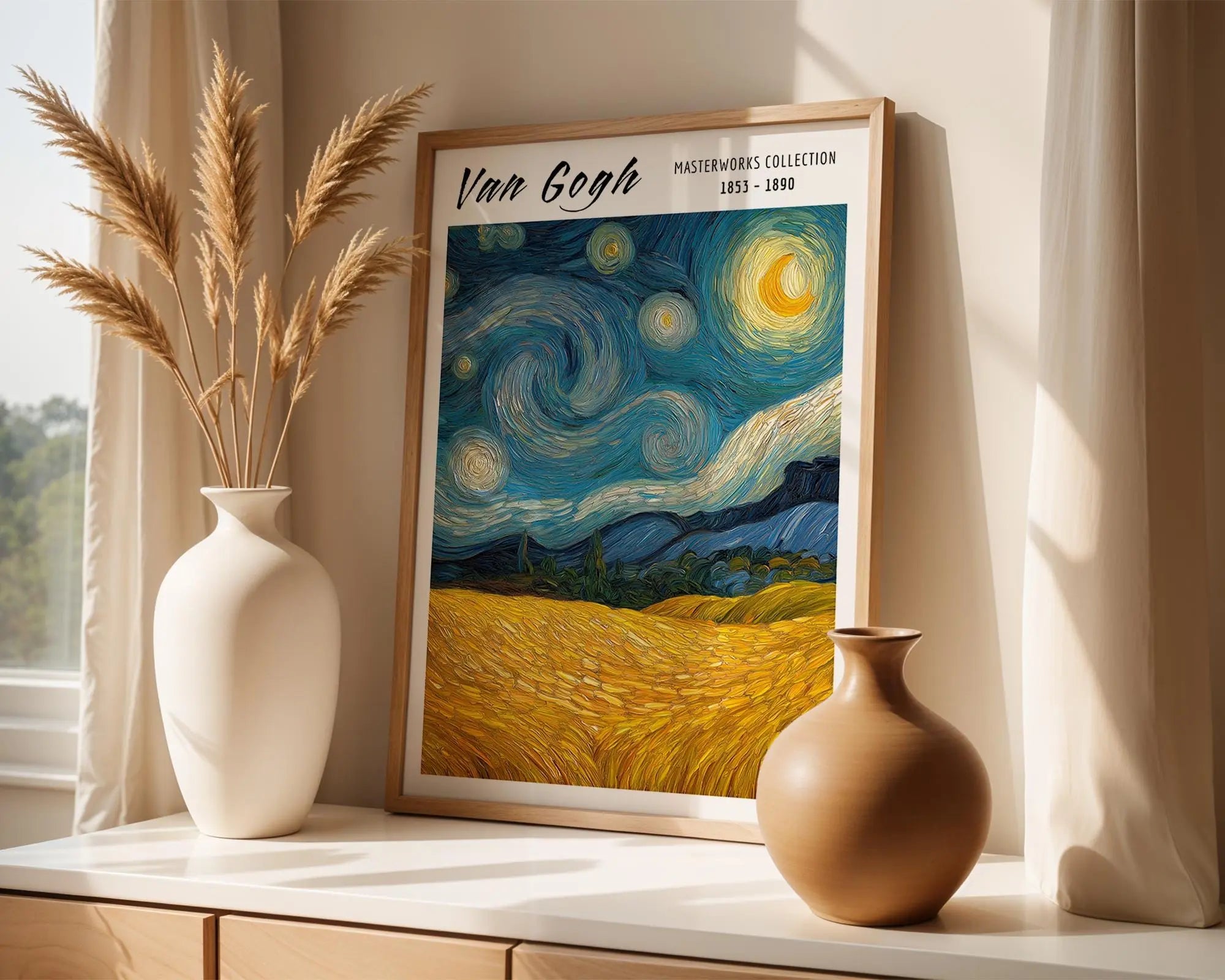 Van Gogh Print | Starry Night Wheatfield  | Impressionist Landscape Poster wall art print, modern home decor, unframed artwork by Nomad & Nest
