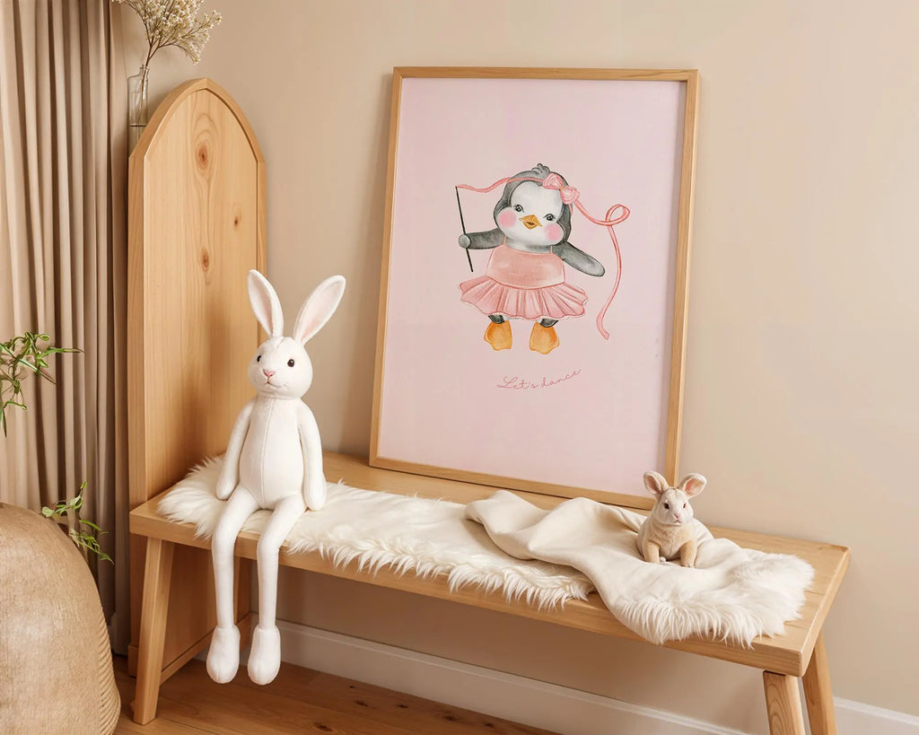 Playroom Ideas | Penguin Ballerina Nursery Art | Fun Dance Baby Print wall art print, modern home decor, unframed artwork by Nomad & Nest