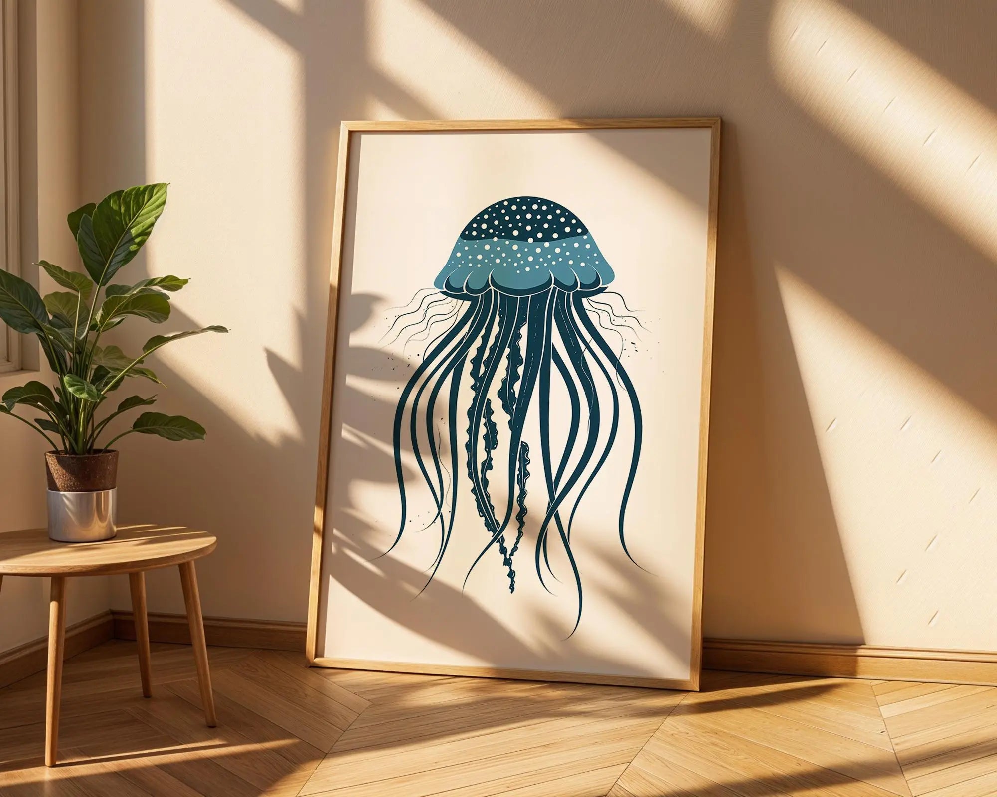 Blue Jellyfish Art Print, Deep Sea Nautical Wall Decor wall art print, modern home decor, unframed artwork by Nomad & Nest