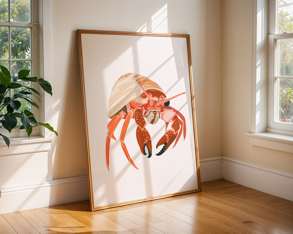 Hermit Crab Wall Art | Coastal Print, Marine Life Poster wall art print, modern home decor, unframed artwork by Nomad & Nest