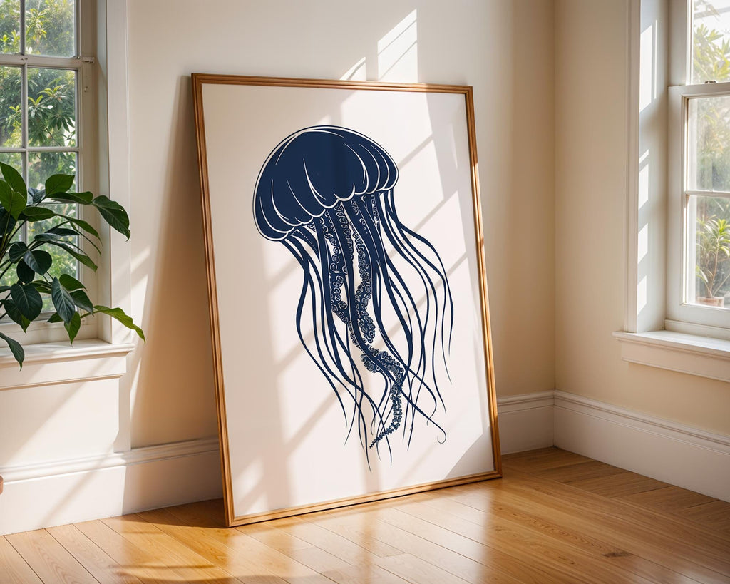 Elegant Jellyfish Art Print | Modern Marine Home Decor wall art print, modern home decor, unframed artwork by Nomad & Nest