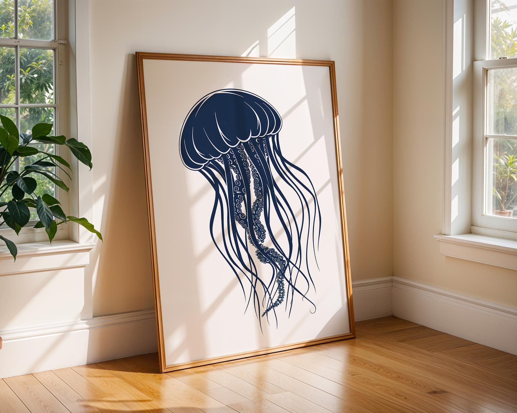 Elegant Jellyfish Art Print | Modern Marine Home Decor wall art print, modern home decor, unframed artwork by Nomad & Nest