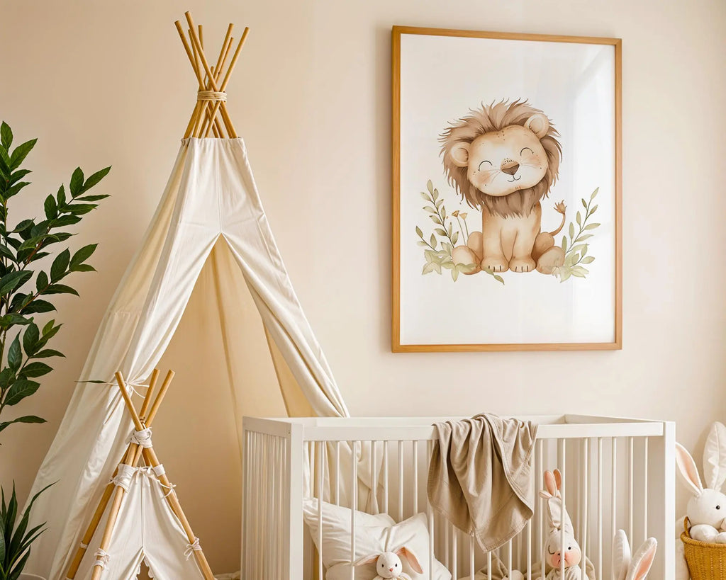 Playroom Ideas | Lion Nursery Wall Art | Jungle Animal Baby Cub Illustration wall art print, modern home decor, unframed artwork by Nomad & Nest