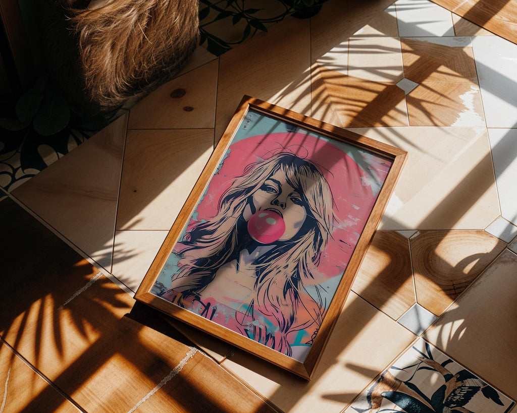Modern Pop Art | Bubble Gum Girl Graffiti  Print | Urban Pop  Decor wall art print, modern home decor, unframed artwork by Nomad & Nest