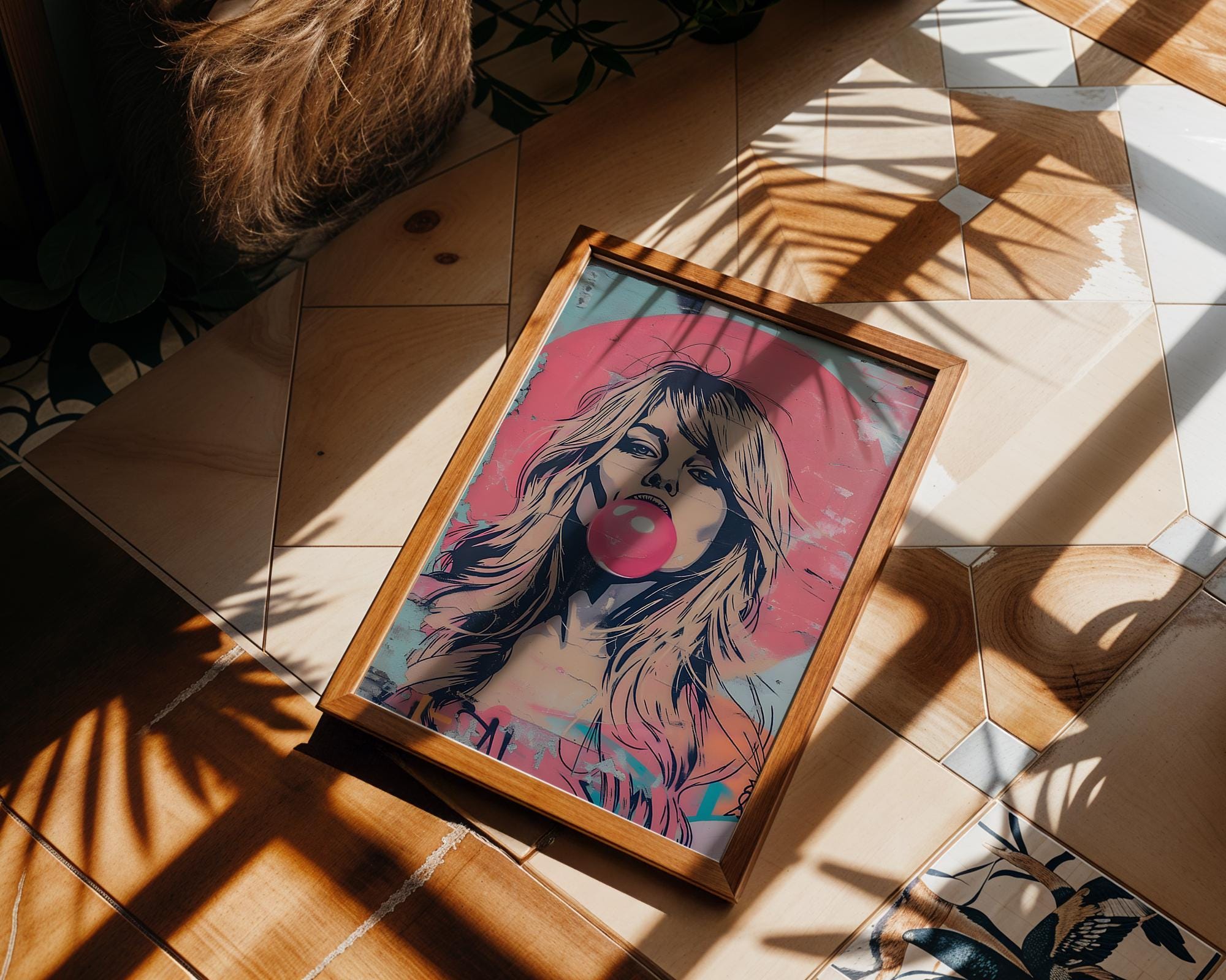 Modern Pop Art | Bubble Gum Girl Graffiti  Print | Urban Pop  Decor wall art print, modern home decor, unframed artwork by Nomad & Nest