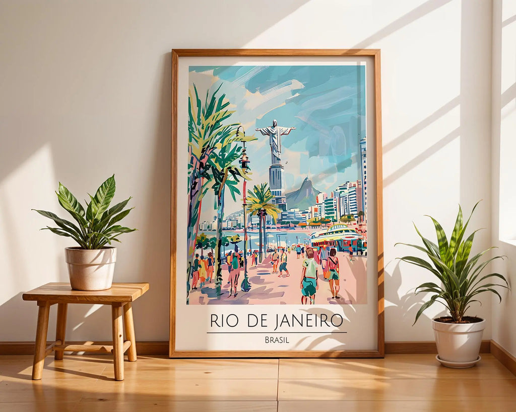 Rio de Janeiro Travel Poster | Christ the Redeemer, Brazil Beach Art wall art print, modern home decor, unframed artwork by Nomad & Nest