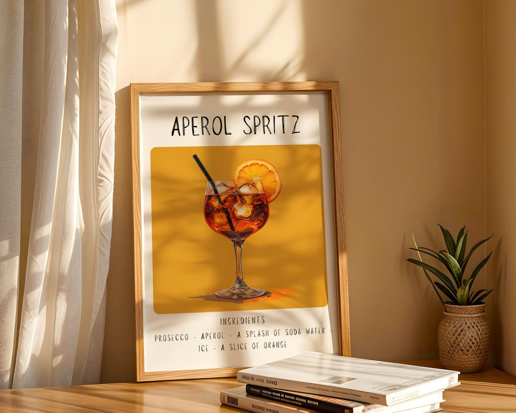 Aperol Spritz Cocktail Art Print | Minimalist Bar Cart Decor wall art print, modern home decor, unframed artwork by Nomad & Nest