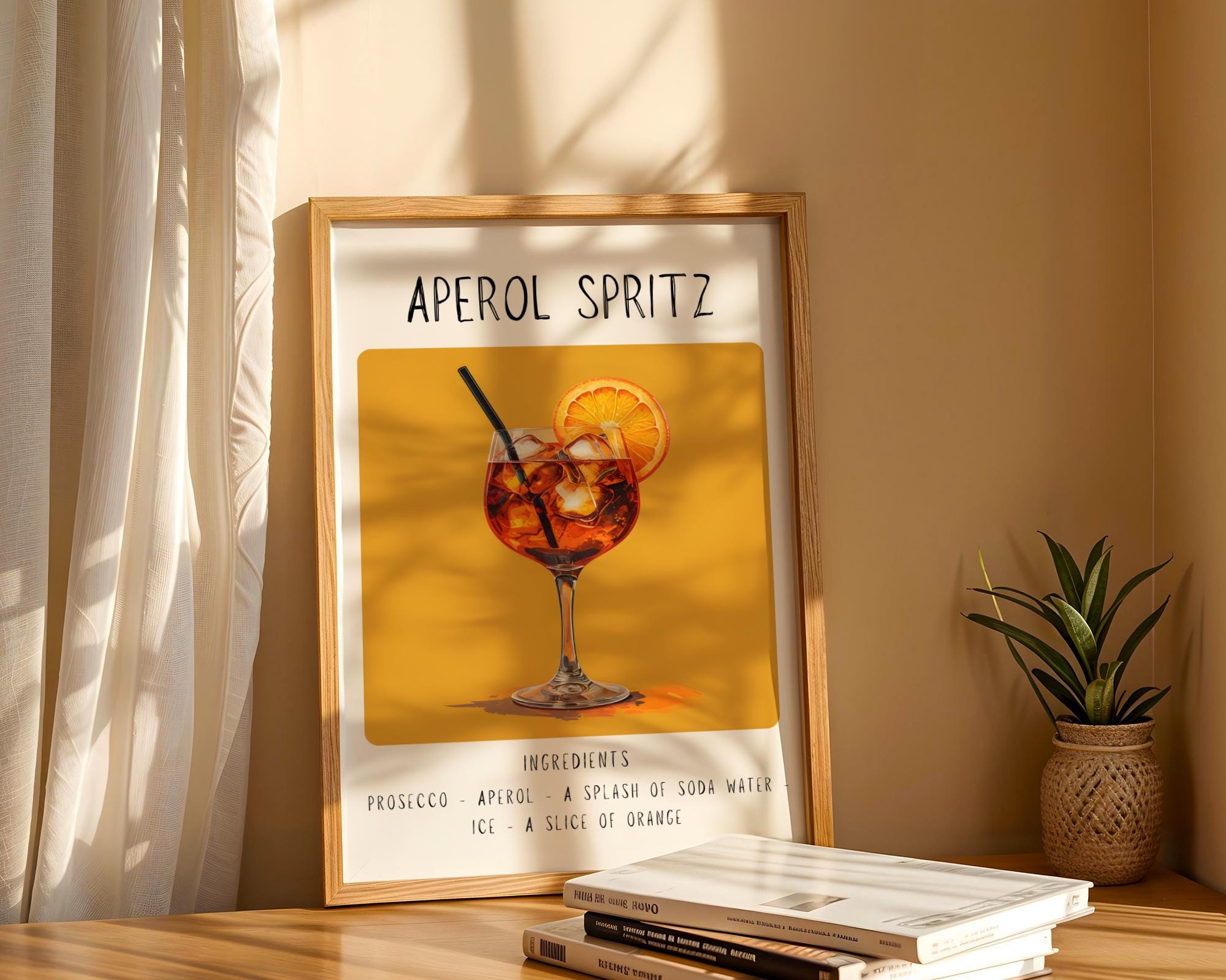 Aperol Spritz Cocktail Art Print | Minimalist Bar Cart Decor wall art print, modern home decor, unframed artwork by Nomad & Nest