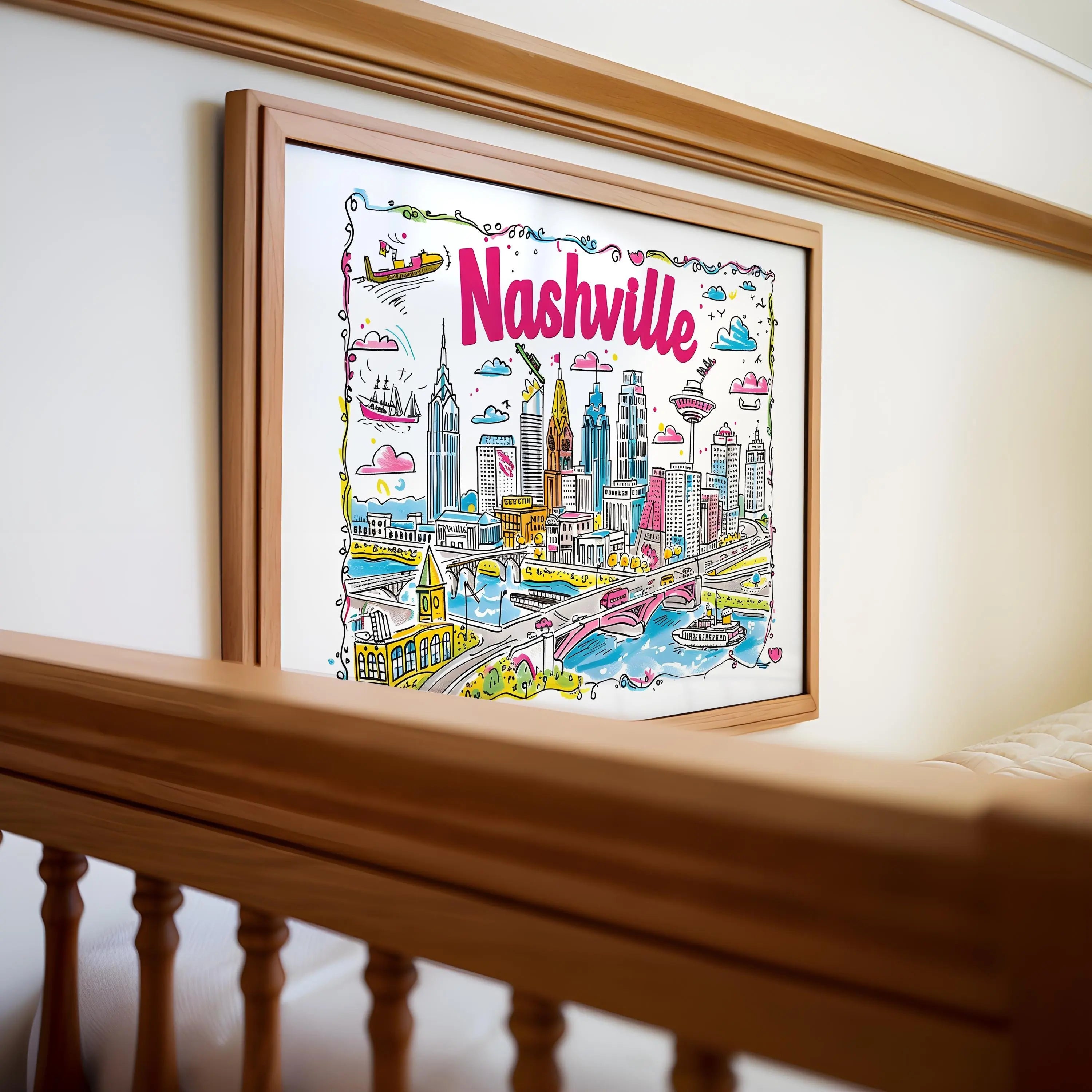 Nashville Cityscape Art Print | Tennessee Travel Poster wall art print, modern home decor, unframed artwork by Nomad & Nest