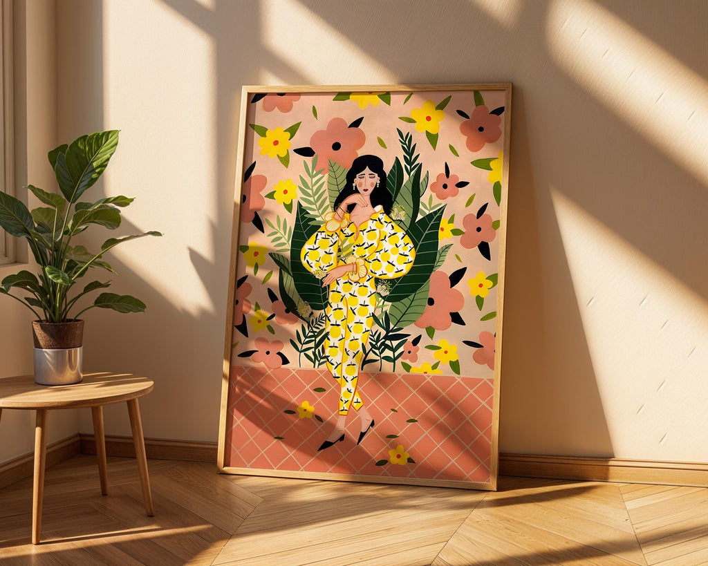 Lemon Outfit Fashion Illustration Art Print | Botanical Decor wall art print, modern home decor, unframed artwork by Nomad & Nest