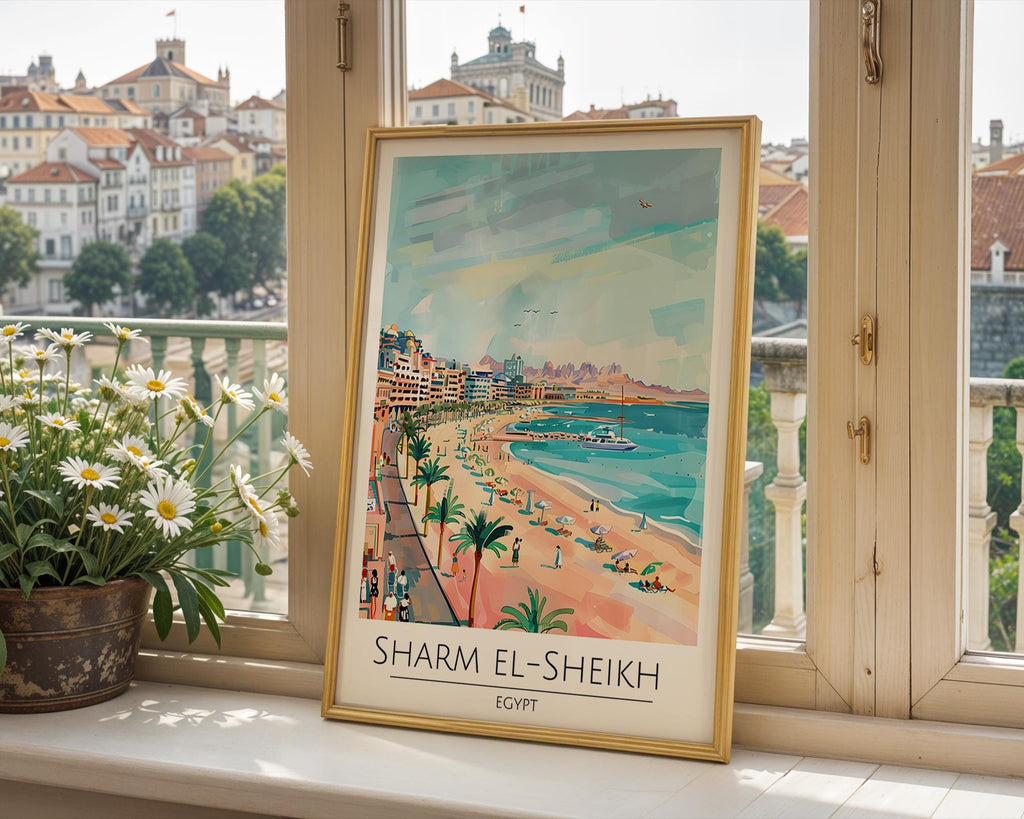 Sharm El Sheikh Egypt Travel Poster | Red Sea Coastal Art Print wall art print, modern home decor, unframed artwork by Nomad & Nest