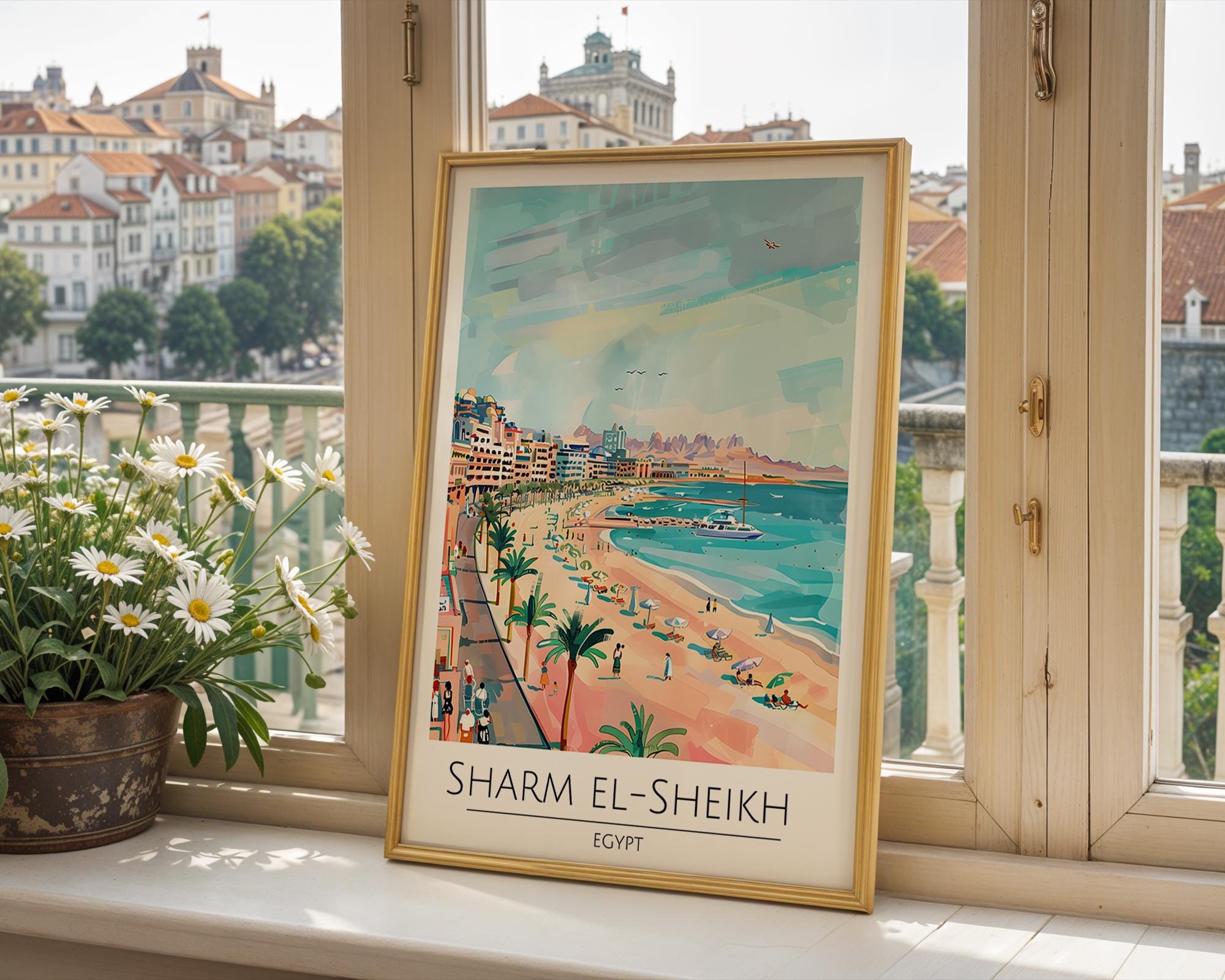 Sharm El Sheikh Egypt Travel Poster | Red Sea Coastal Art Print wall art print, modern home decor, unframed artwork by Nomad & Nest