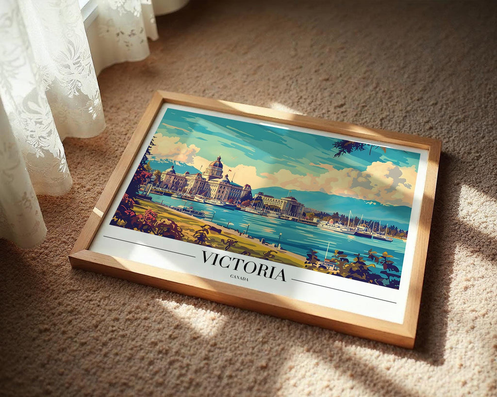 Victoria BC Travel Poster | Vintage Harbour View Art Print wall art print, modern home decor, unframed artwork by Nomad & Nest
