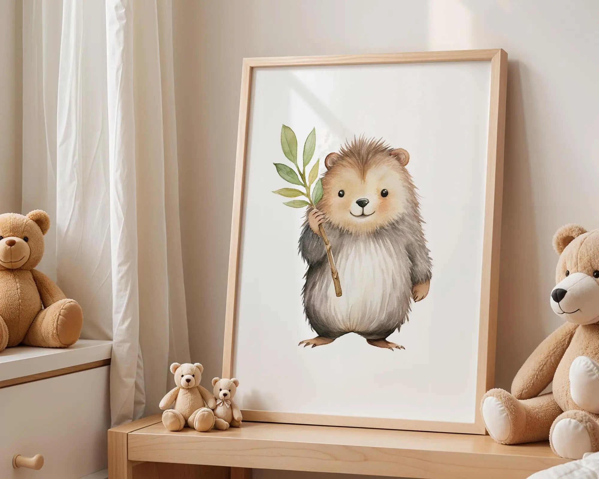 Playroom Ideas | Hedgehog Nursery Wall Art | Woodland Animal Baby Illustration wall art print, modern home decor, unframed artwork by Nomad & Nest