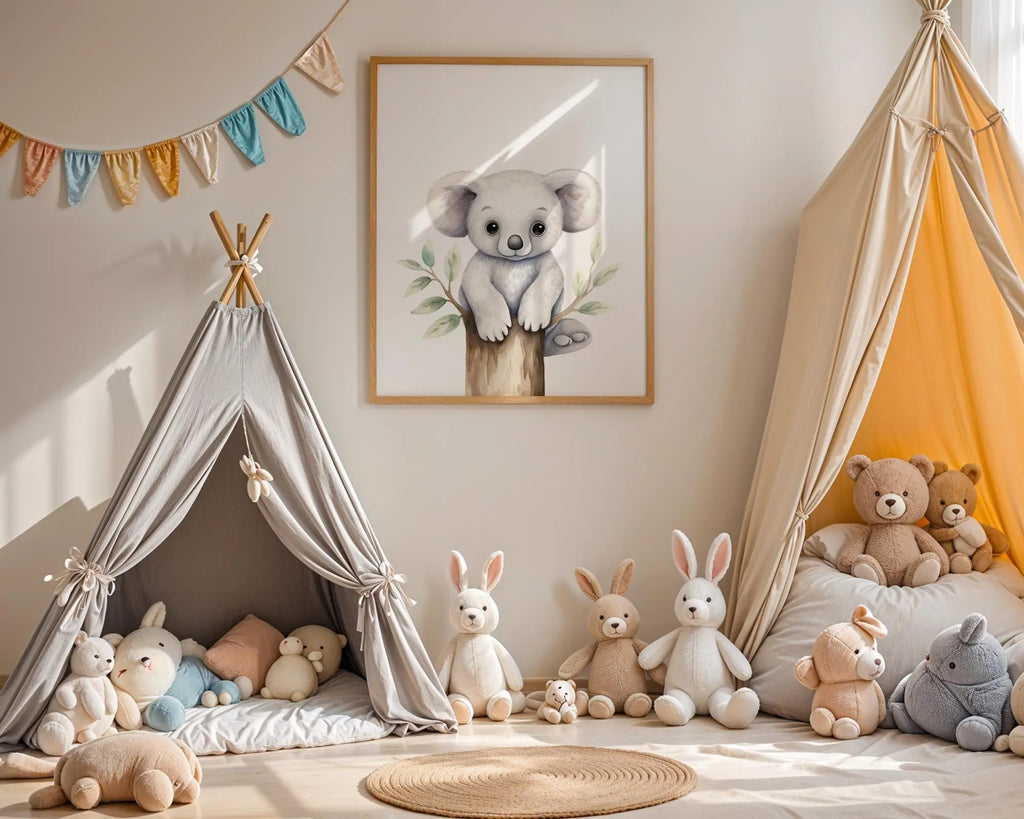Playroom Ideas | Koala Nursery Wall Art | Australian Animal Baby Decor wall art print, modern home decor, unframed artwork by Nomad & Nest