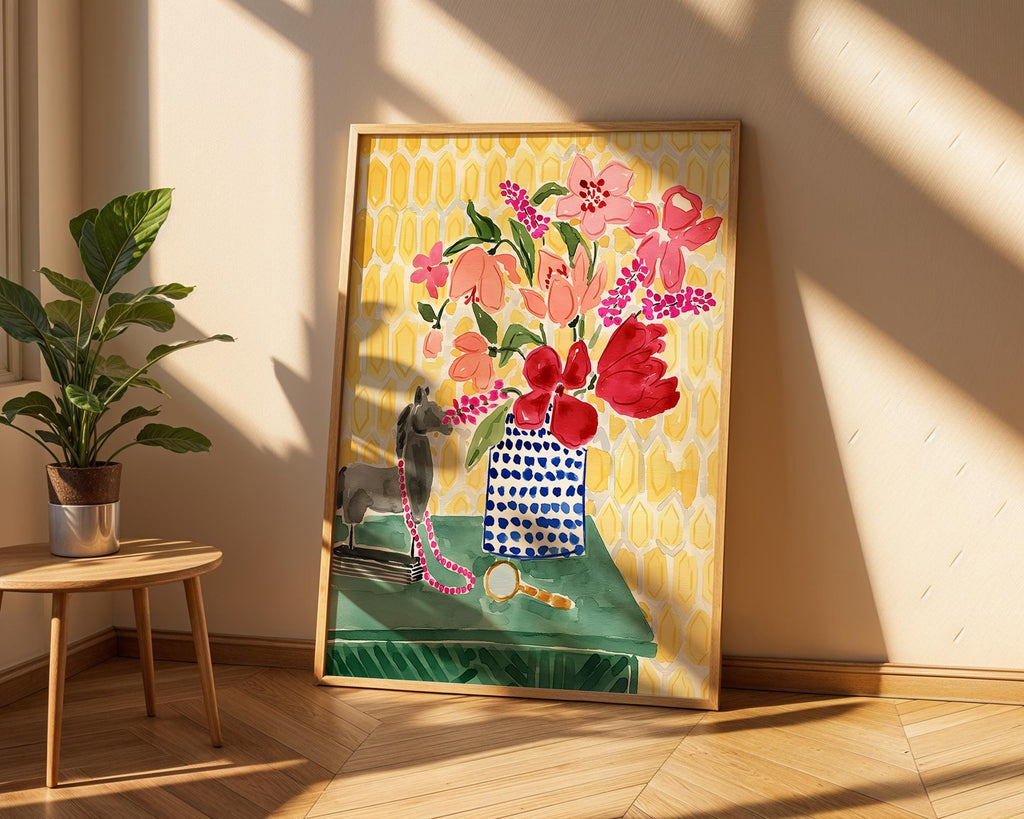 Colorful Floral Vase Art Print | Eclectic Still Life Poster wall art print, modern home decor, unframed artwork by Nomad & Nest