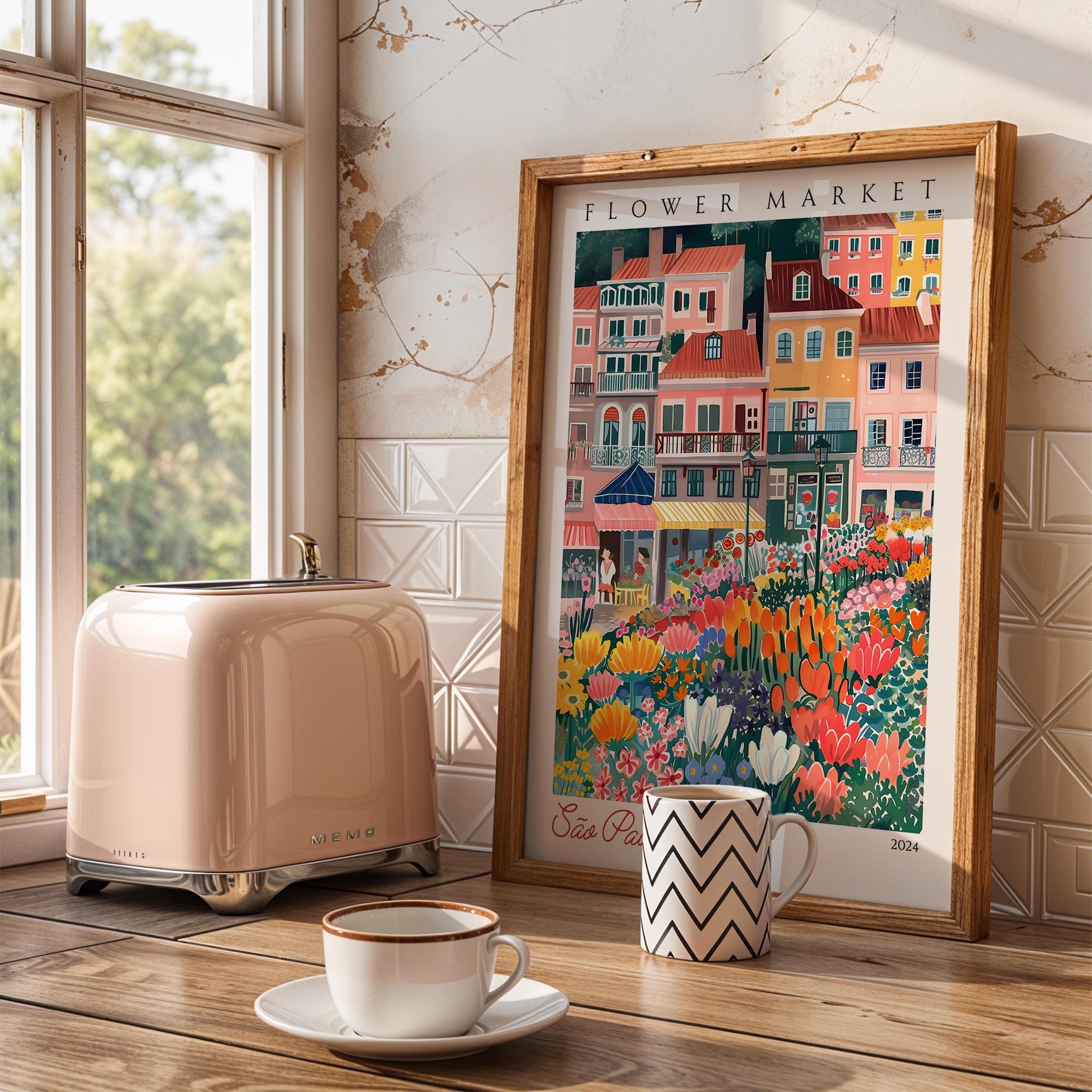 São Paulo Flower Market Print | Brazil Travel Poster wall art print, modern home decor, unframed artwork by Nomad & Nest