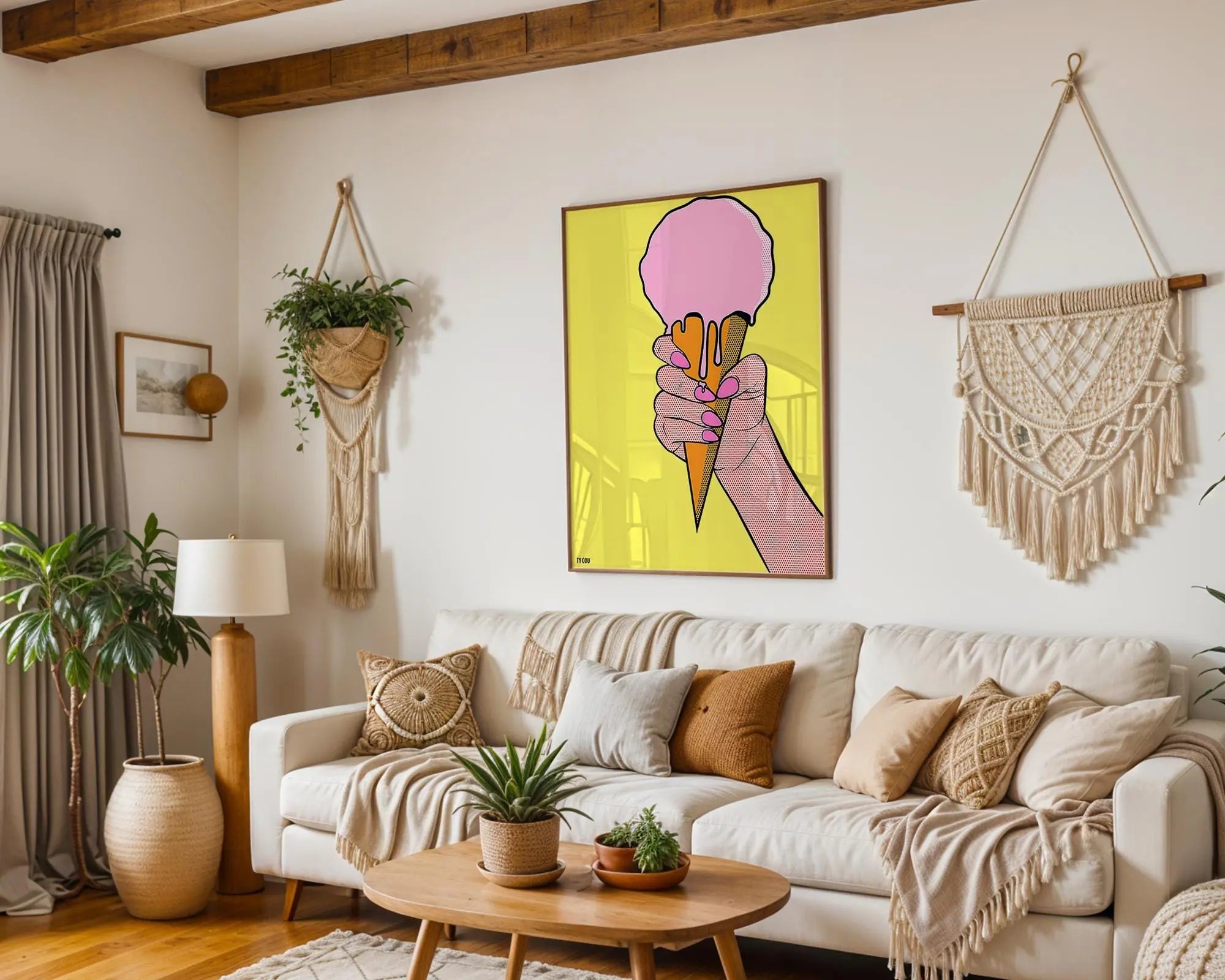 Modern Pop Art | Pink Ice Cream  Print | Retro Summer Kitchen Poster wall art print, modern home decor, unframed artwork by Nomad & Nest
