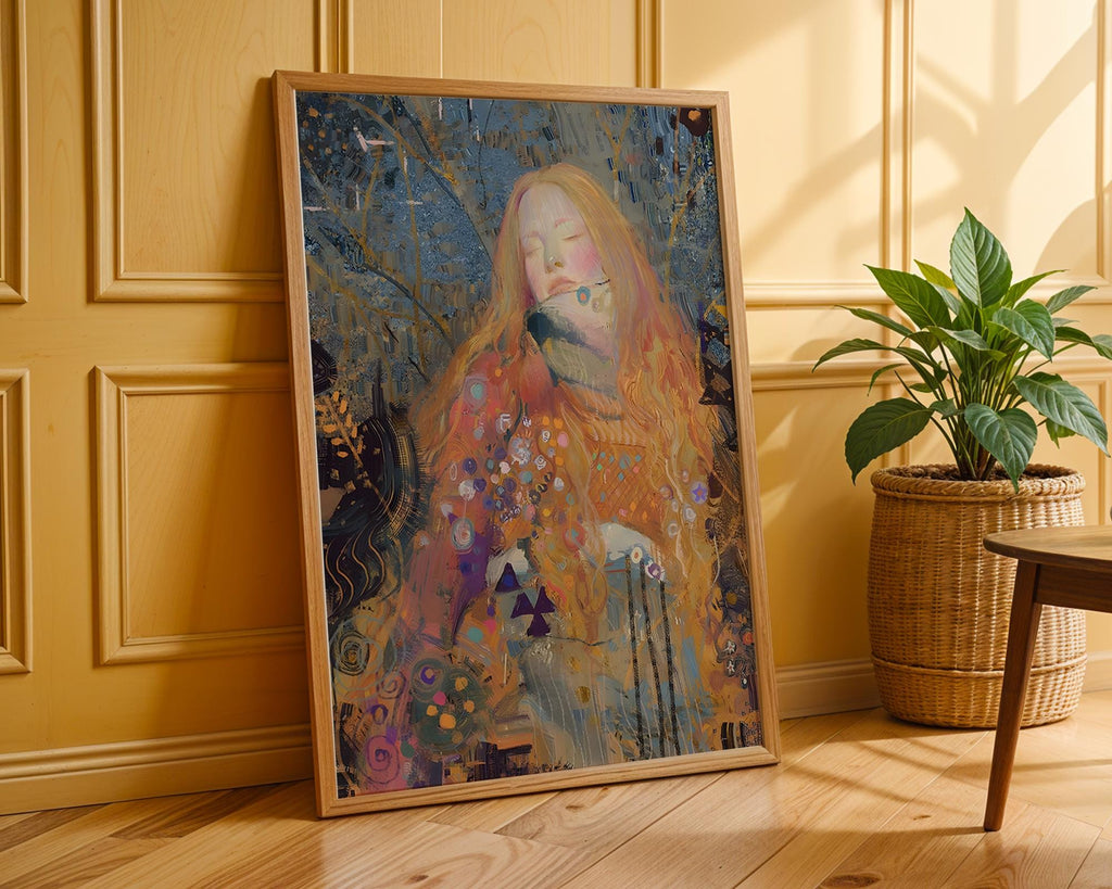 Redhead Woman Art Print | Dreamy Abstract Portrait, Autumn Colors wall art print, modern home decor, unframed artwork by Nomad & Nest
