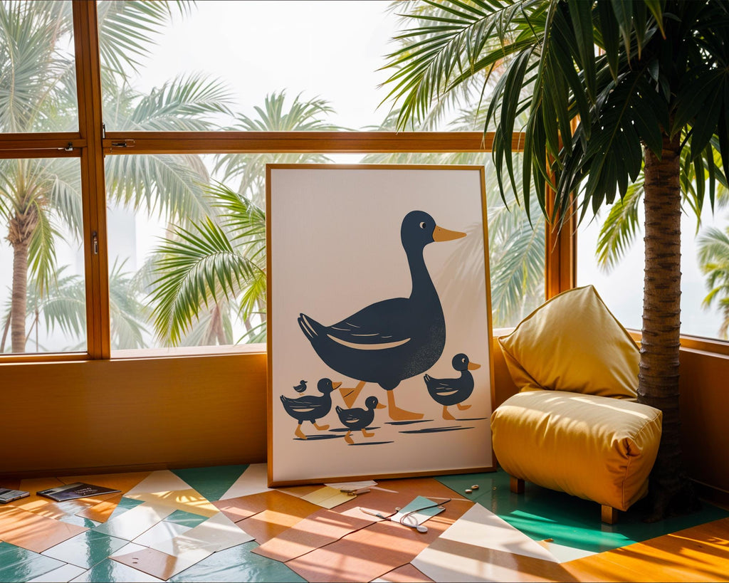 Mother Duck & Ducklings Art Print, Modern Nursery Decor wall art print, modern home decor, unframed artwork by Nomad & Nest