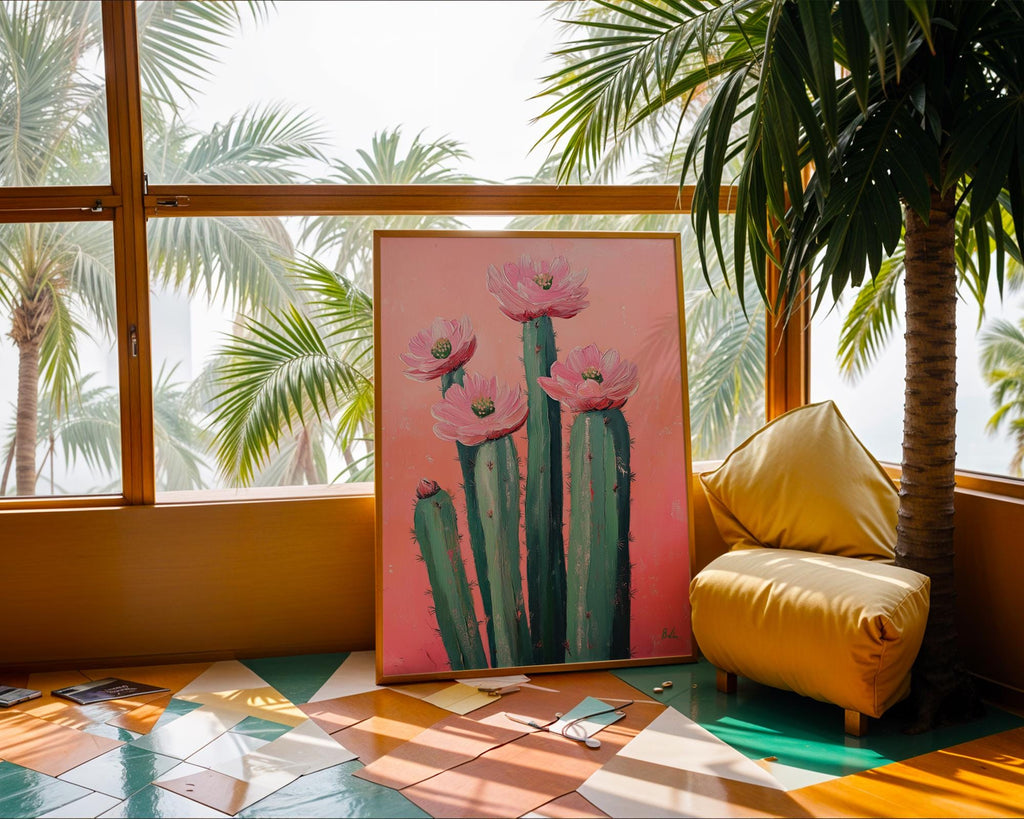 Pink Cactus Flower Print | Botanical Desert Wall Art wall art print, modern home decor, unframed artwork by Nomad & Nest