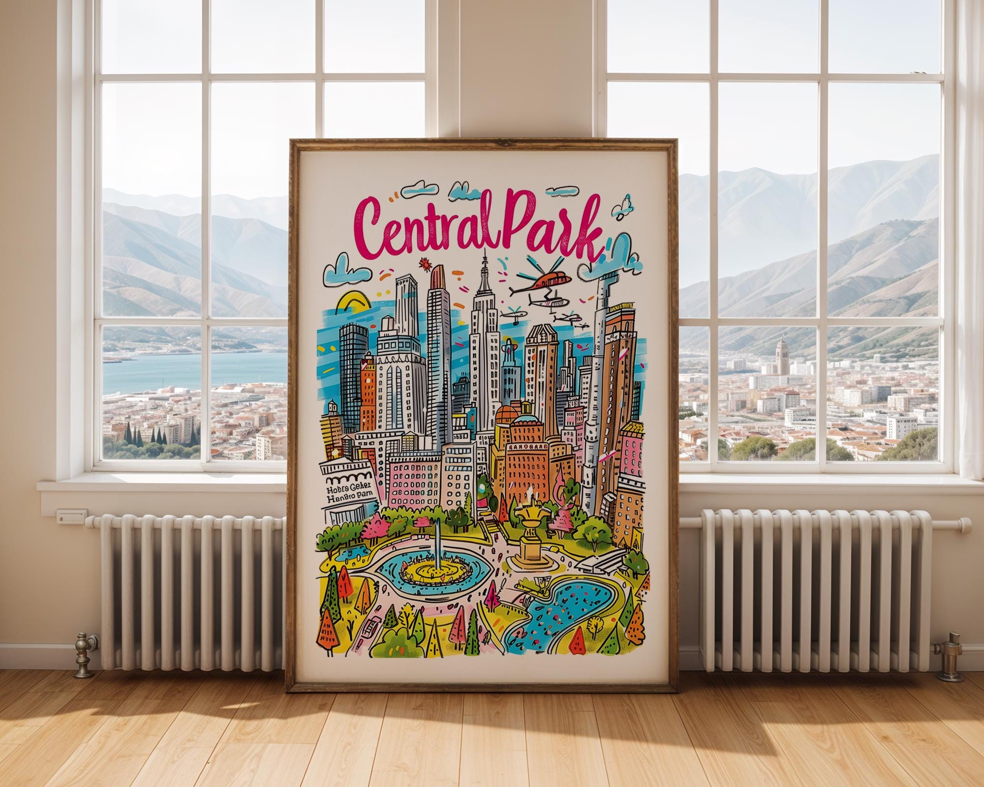 Central Park NYC Art Print | Colorful Manhattan Skyline Poster wall art print, modern home decor, unframed artwork by Nomad & Nest