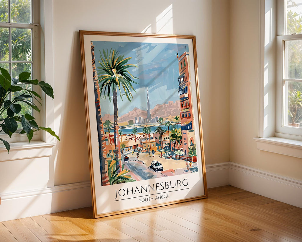 Johannesburg South Africa Art Print | Colorful Urban Travel Poster wall art print, modern home decor, unframed artwork by Nomad & Nest