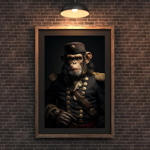 Chimpanzee Admiral Portrait Print | Regal Monkey Wall Art wall art print, modern home decor, unframed artwork by Nomad & Nest