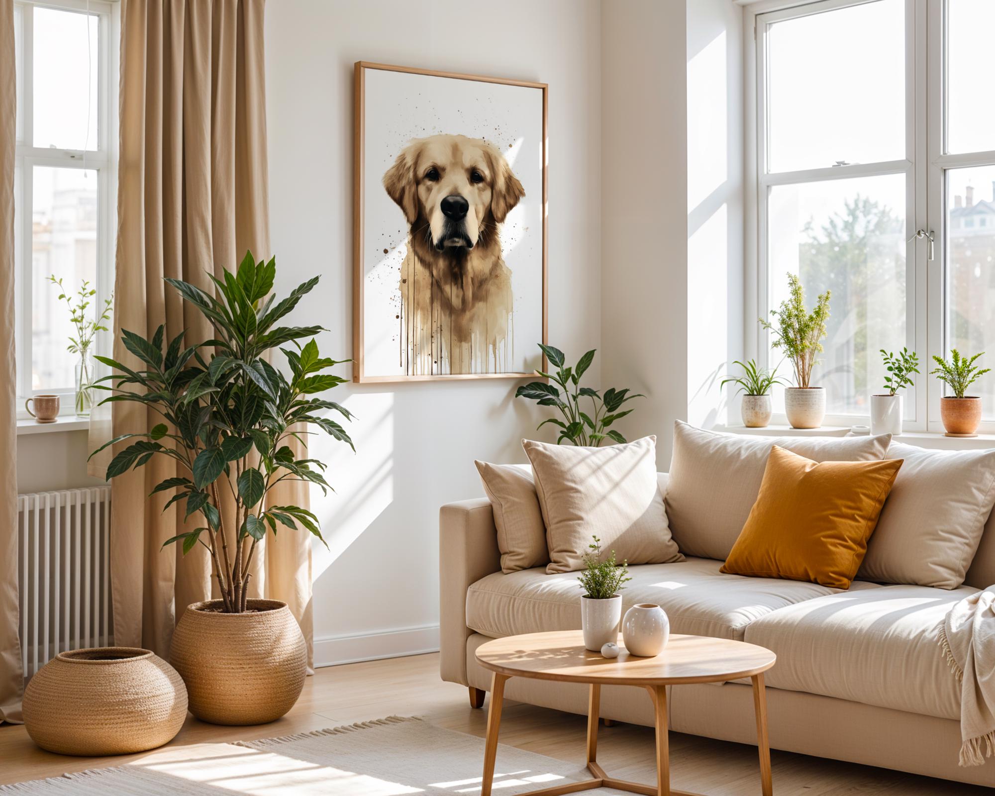 Golden Retriever Watercolour Print | Dog Portrait Wall Art wall art print, modern home decor, unframed artwork by Nomad & Nest