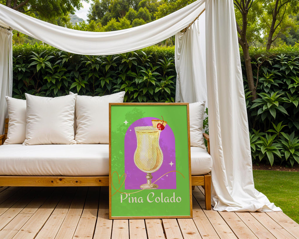 Pina Colada Cocktail Art Print | Colorful Tropical Bar Decor wall art print, modern home decor, unframed artwork by Nomad & Nest