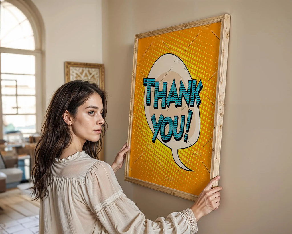 Modern Pop Art | Thank You Poster | Retro Comic Book Print wall art print, modern home decor, unframed artwork by Nomad & Nest